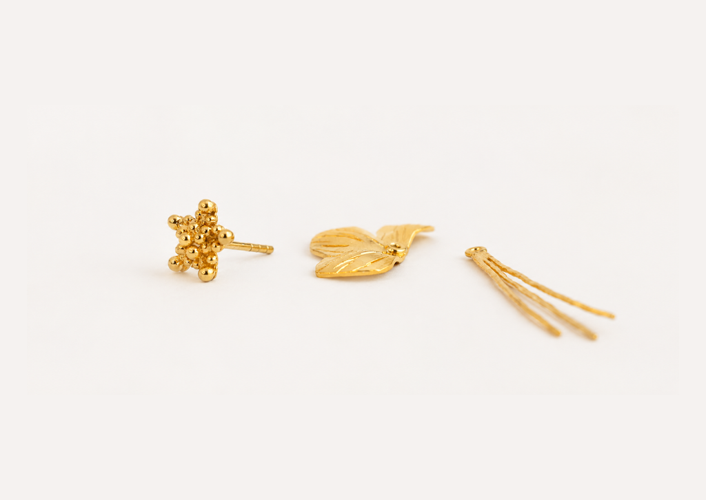 Jepun Raya | Boucle d'oreille modulable 4-en-1 en Argent 925 dorée à l'or 24k